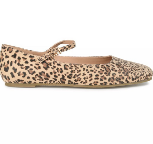 Journee Collection Women's Carrie Square Toe Mary Jane Flats Leopard 8.5M