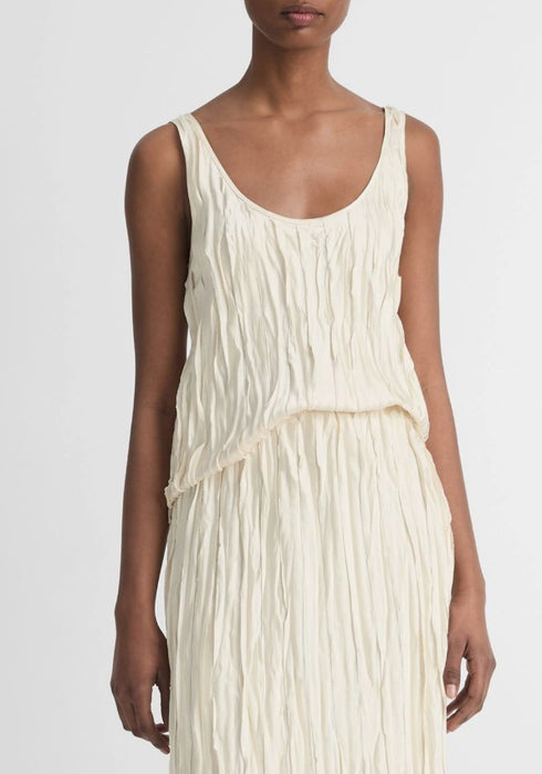Crushed Satin Tank Vince Pale Ivory S