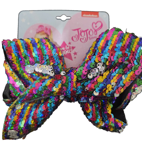 JoJo Siwa Large Cheer Hair Bow (Rainbow Reversible Sequins)