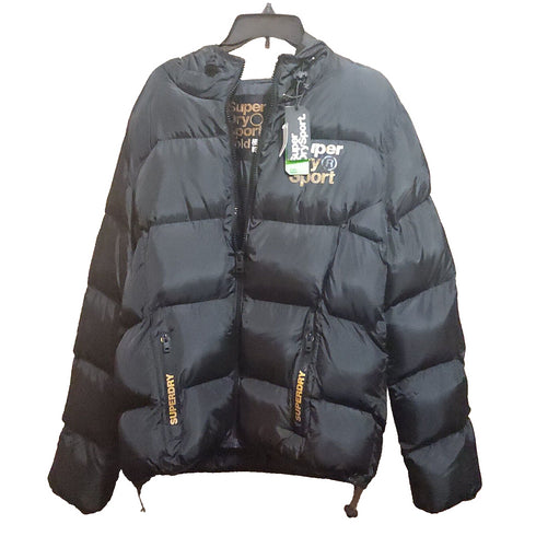 Superdry Mens Gold Puffer Coat Black Size XL