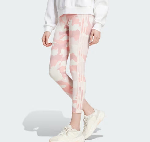 adidas Plus Size Camo Print Three Stripe Leggings Pink 4X