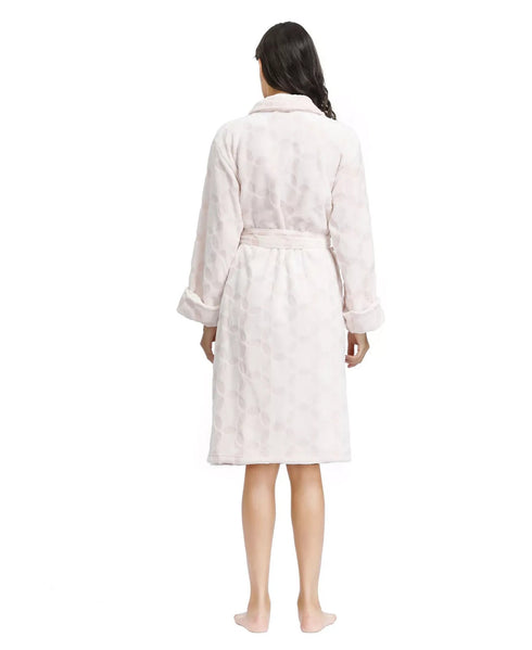 Ink + Ivy Women's Pink Long Sleeve Embossed Belted Robe Size M