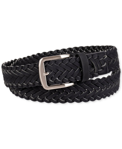 Club Room Men's Belt Faux Suede Leather Braided Webbed Woven Black XL 42-44