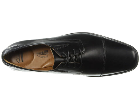 Clark's Man's Oxfords Tilden Cap Shoe Black Leather Size 8.5M