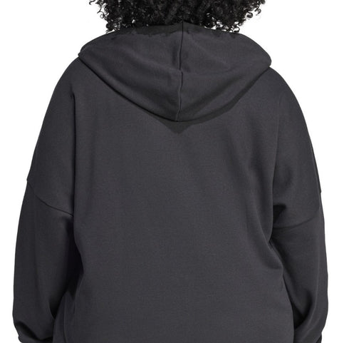 adidas Plus Size Logo French Terry Full-Zip Hoodie Black White 3X