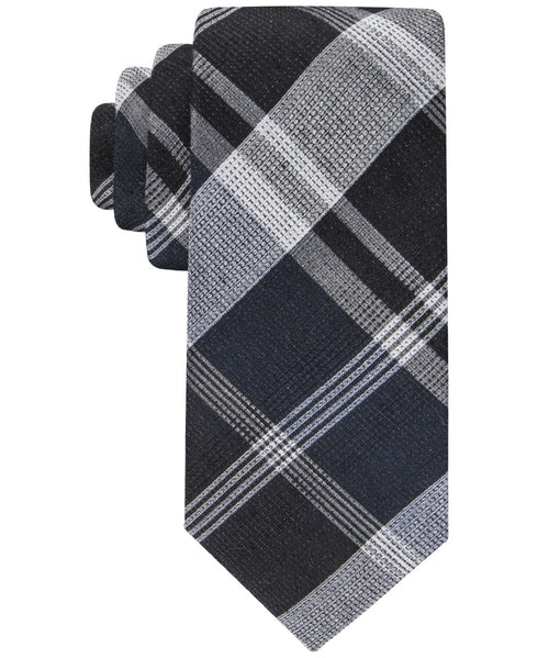 Calvin Klein Men's Seasonal Plaid Tie Black