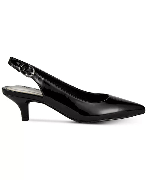 EASY STREET Faye Slingback Kitten-Heel Pumps Black Size 8W