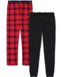 Gap Men's 2-Pk. Plaid Straight-Leg Pajama Pants + Jogger Red Plaid/ Black XL