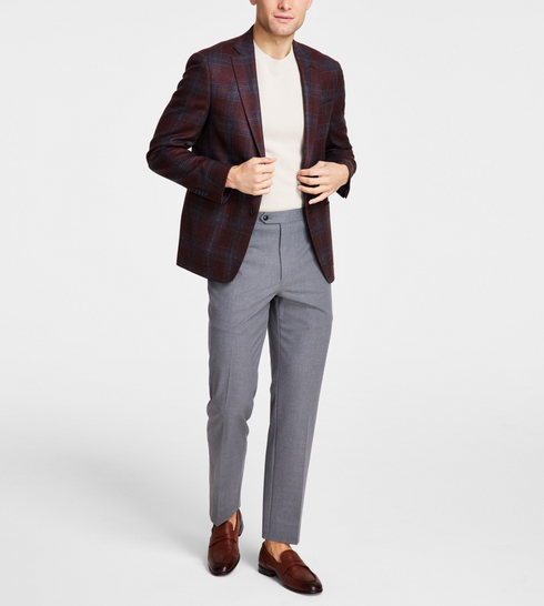 Michael Kors Men's Classic Fit Wool Blend Sport Coats Burgundy Size 42L