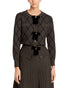Nancy Yang Embellished Velvet Bow Knit Cardigan Charcoal Size XS