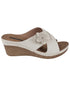 GC Shoes Women's Selly Flower Wedge Sandals White Size 8M