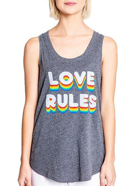 P J Salvage Women's Charcoal Love Rules Sleep Tank Top Size Medium
