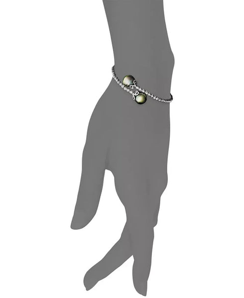 MACY'S Pearl Bracelet Sterling Silver Cultured Tahitian Pearl (9mm) Cuff