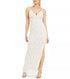 Emerald Sundae Juniors' Slim Allover-Lace Side-Slit Gown Ivory L