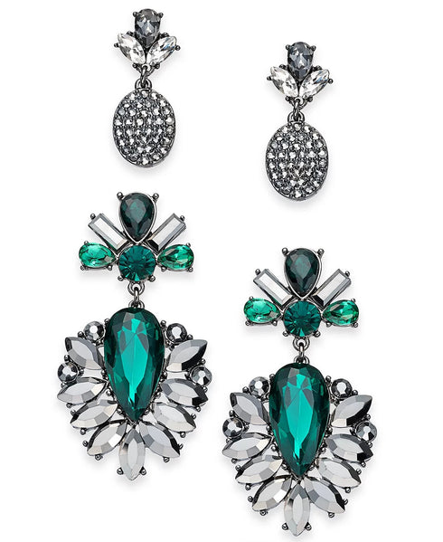 I.N.C. Day & Night Hematite-Tone 2-Pc. Box Set Coordinated Crystal & Stone Drop