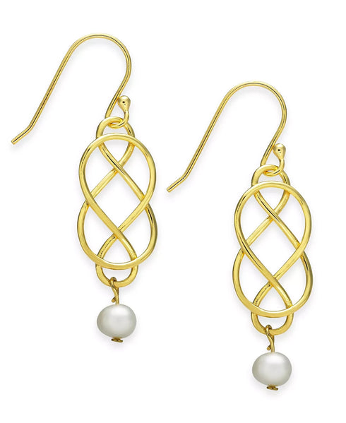 Giani Bernini Pearl Drop Earrings 18K Gold Plated Sterling Silver Pearl