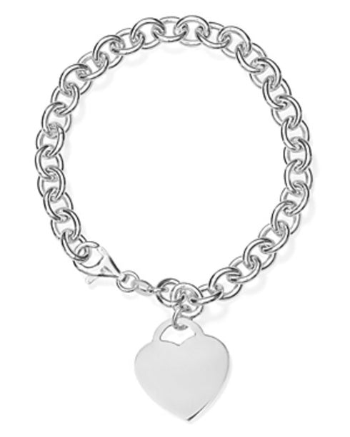AQUA Heart Charm Link Bracelet in Sterling Silver MSRP $63
