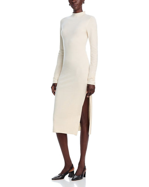 French Connection Women's Cosysoft Side-Slit Midi Dress Oatmeal Melange Size L