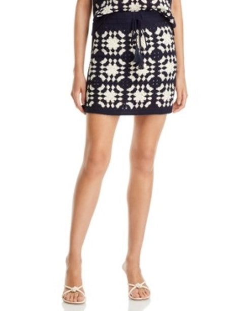 Frame Crocheted Tassel Skirt Navy Multicolor S
