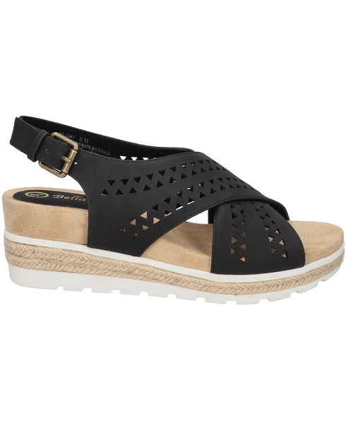 Bella Vita Women's Cosette Wedge Sandals Black Size 7WW