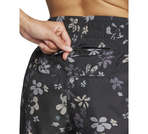 adidas Women's Own The Run Floral-Print Pull-On Shorts Black L