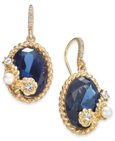 Charter Club Gold-Tone Crystal, Stone & Imitation Pearl Drop Earrings