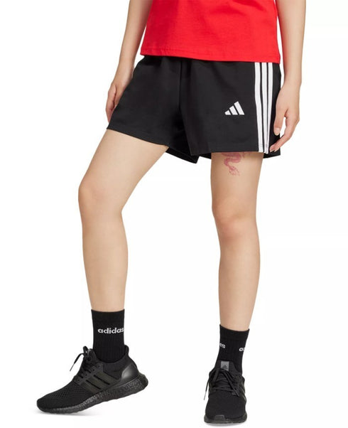 adidas Women's Essential Drawstring Pull-On Shorts Black Whiite M