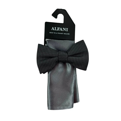 New Alfani Men's Ludlow Textured Bow Tie Black Gray ONE SIZE