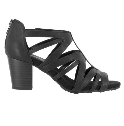 Easy Street Amaze Sandals Black Solid Zip Strappy Open Toe 7.5M