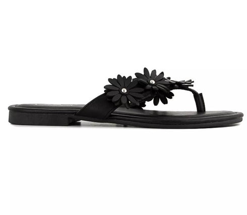 Sugar Women's Finnesse Flat Round Toe Slip On Sandals Black 8M