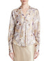 Vince Wild Flower Bias Silk Blouse Brown XL