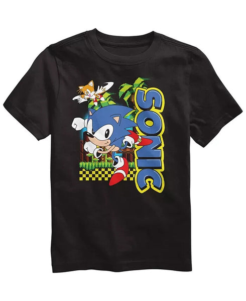 HYBRID Big Boys Sonic the Hedgehog Short Sleeve T-shirt Black Size XL