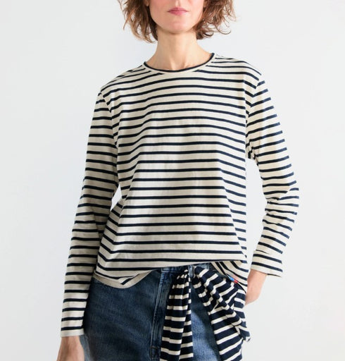 Kule The Modern Long Cotton Cream Navy Size XS