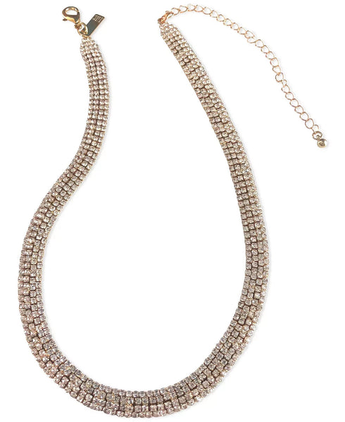 INC Gold-Tone Rhinestone Mesh Collar Necklace, 15" + 4" ext