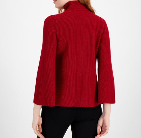 Anne Klein Women's Red Bell-Sleeve Pullover Sweater Size XL