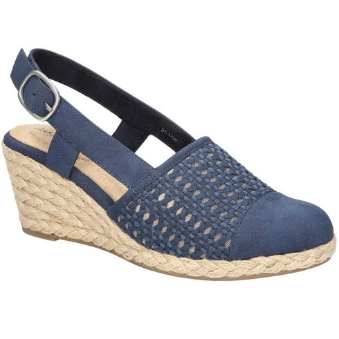 Easy Street Women's Taffy Buckle Slingback Espadrille Wedges Navy 9.5 M