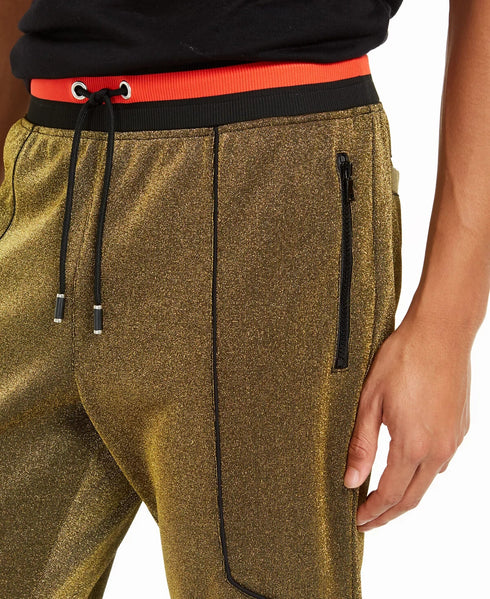 INC Men's Disco Jogger Pants Gold Metallic Size Large