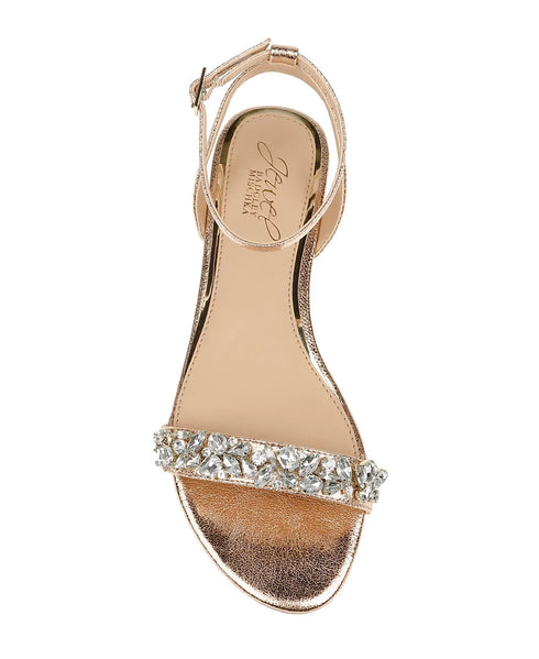 Jewel Badgley Mischka Giona Embellished Evening Sandals Gold Metallic Size 8.5