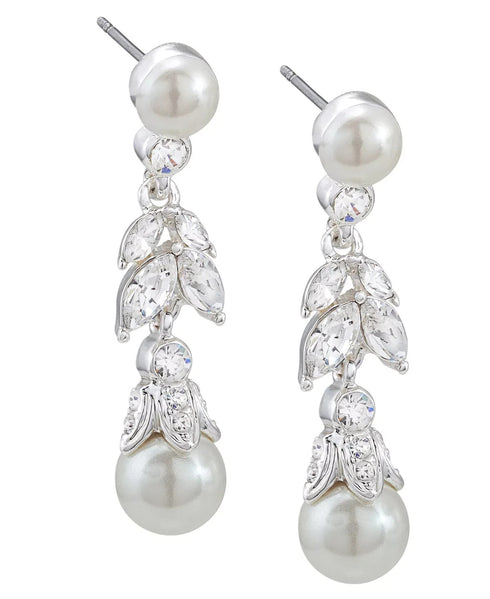 Carolee Earrings, Glass Pearl and Floral Linear Drop Earrings