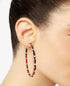 Thalia Sodi Gold-Tone Red Animal Print Woven Chain Hoop Earrings
