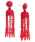 Inc Beaded Tassel Linear Red Earrings