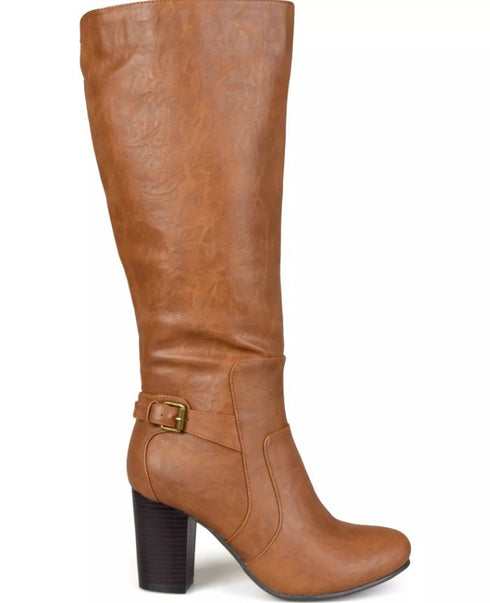 Journee Collection Women's Carver Block Heel Knee High Boots Brown 7.5 M