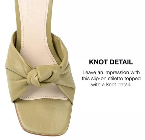 Journee Signature Womens Finlee Square Toe Knotted Slip On Sage 8.5M