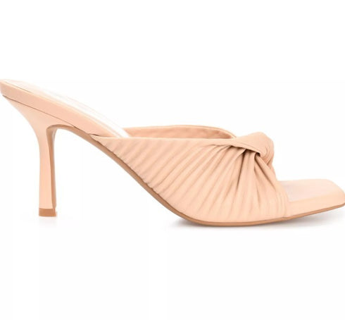 Journee Collection Women's Greer Square Toe Dress Sandals Nude 8M