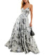 City Studios Juniors' Lace-Up Floral Glitter Gown Silver Charcoal 1