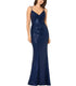 Blondie Nites Juniors' Sequined Lace-Up-Back Gown Blue 13