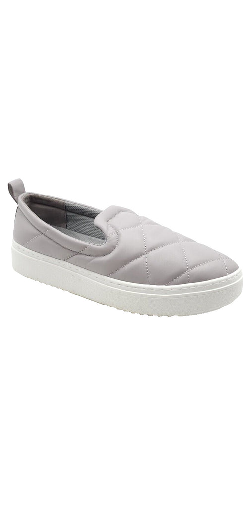 Eileen Fisher Womens Gray Quilted Poem Slip on Leather Sneakers Size 8.5M
