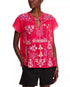 Johnny Was Laferet Embroidered Split Neck Blouse Pink M