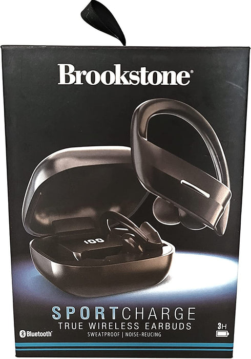 Brookstone Sport Charge True Wireless Earbuds Sweat-Proof / Noise-Reducing Black