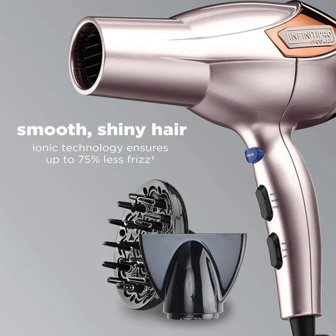 InfinitiPro Conair 1875W Ionic Hair Dryer – Rose Gold Professional Blow Dryer